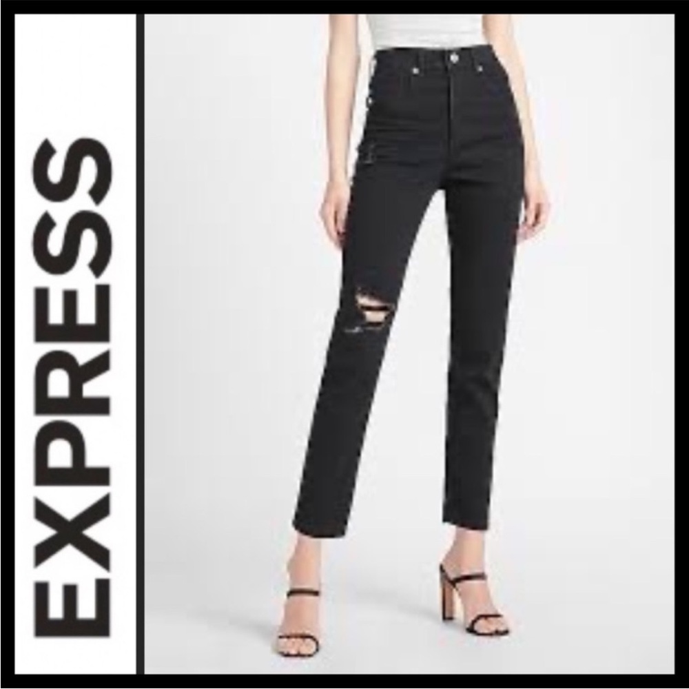 Express Super High Waist  slim Black Jeans Sz- 4